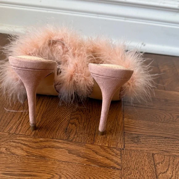 Lulu's Blush Feathered Mules - Picture 3 of 5